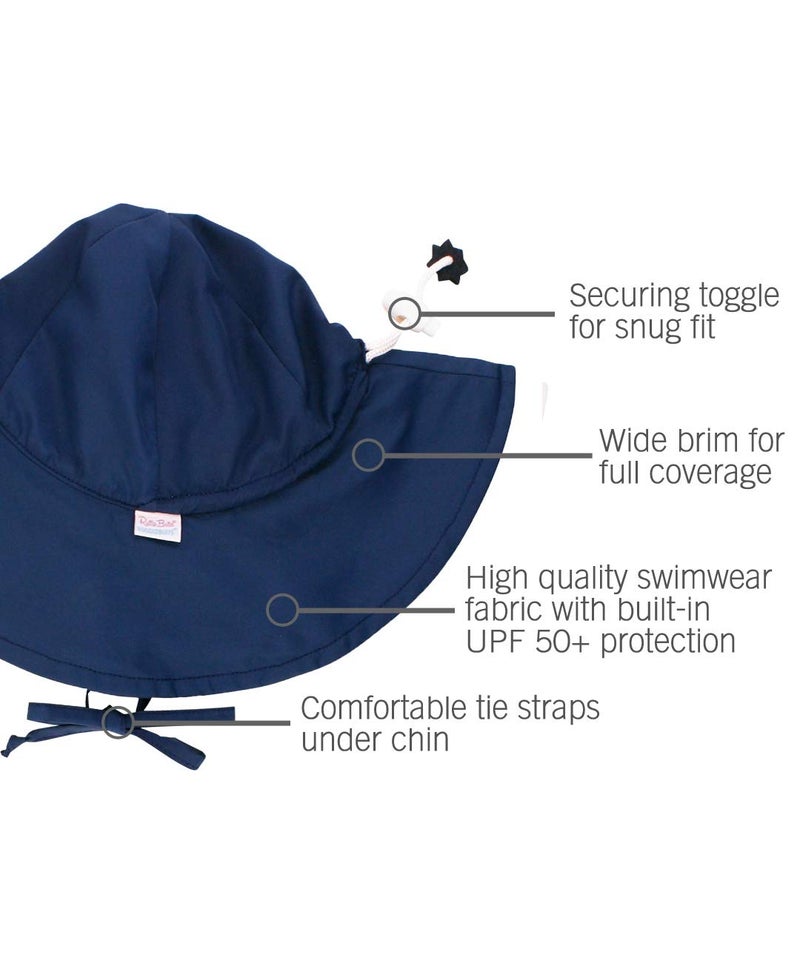 RuffleButtsÂ® Baby/Toddler Girls Baby/Toddler Sun Hat with UPF 50+ Sun Protection and Floppy Wide Brim - Navy, 2T-4T - Image 3